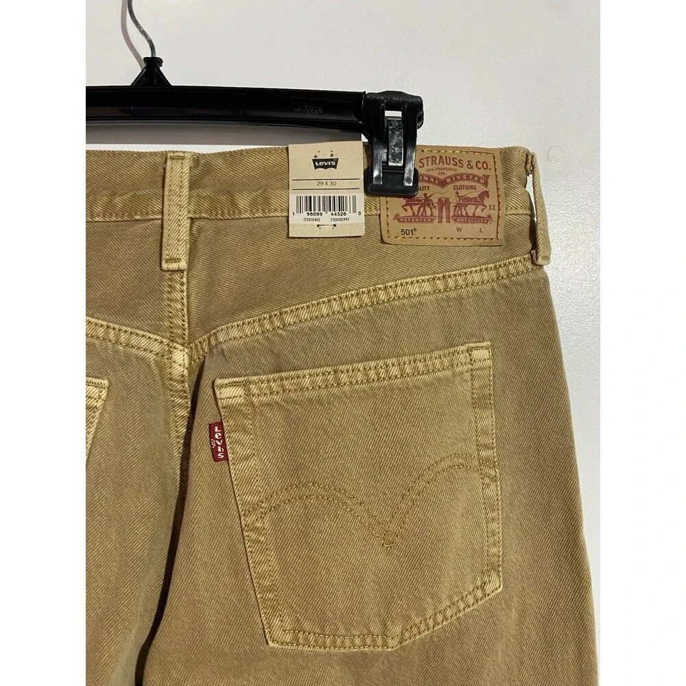 Levis 501 Jeans Mens 29x30 Original‎ Button Fly Mustard Brown Straight Cowboy
